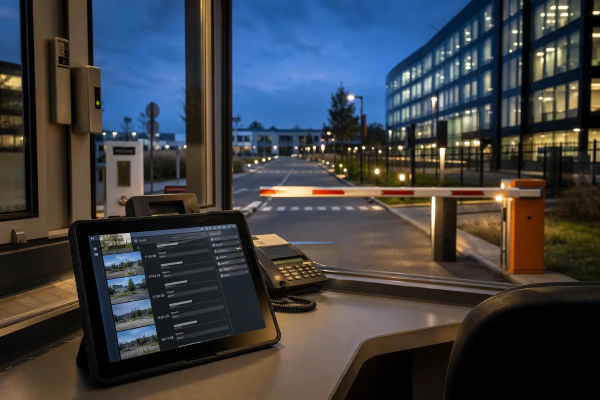 Rapport de ronde horodaté consulté sur une tablette dans un poste de sécurité